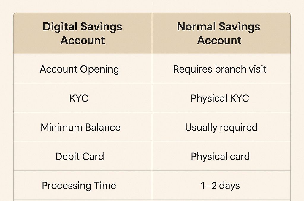 Digital savings account vs Normal savings account 